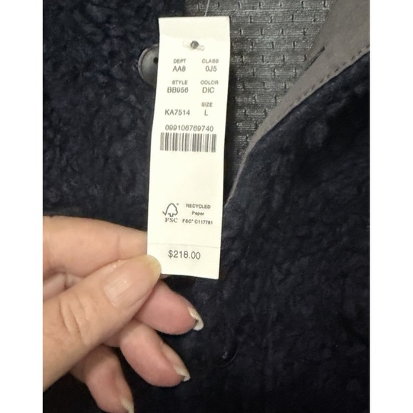 JCrew Large Nordic Sherpa Fleece Navy Shacket NWT'S Shirt Jacket Button Front - Picture 4 of 9